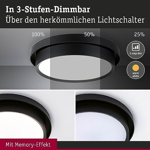Paulmann Malik Plafoniera Led, 3-Step-Dim Nero - 3