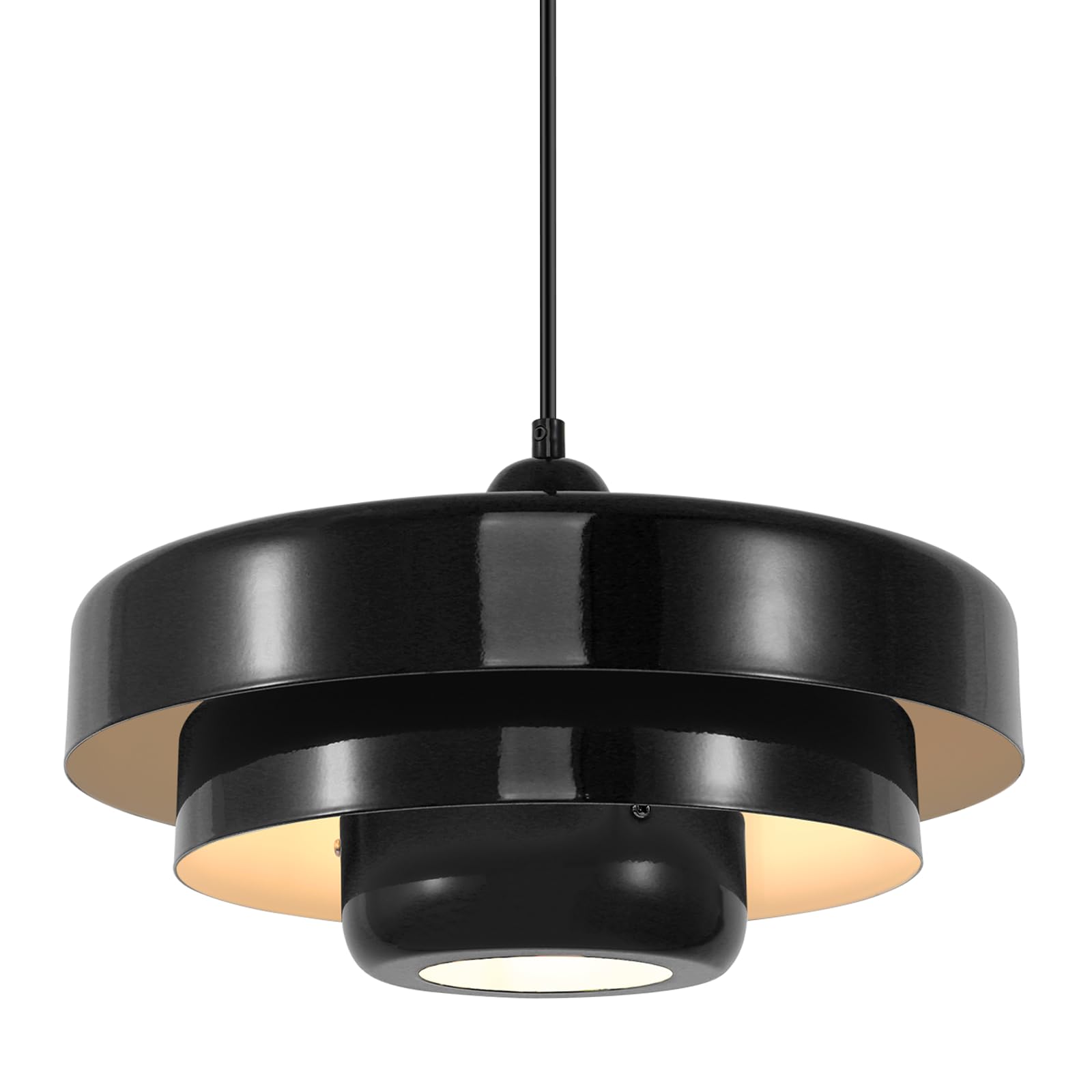 Industrial Black Metal Pendant Light Kitchen Island Vintage Hanging Lamp, Adjustable Ceiling Light for Kitchen Island, Dining Room, Bar, Farmhouse Decor