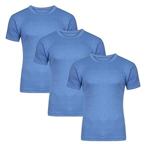 iTRONiK 3 Pack Short Sleeve Men Thermal T-Shirt Underwear Top Warm Winter Brushed Inside Base Layer Vest