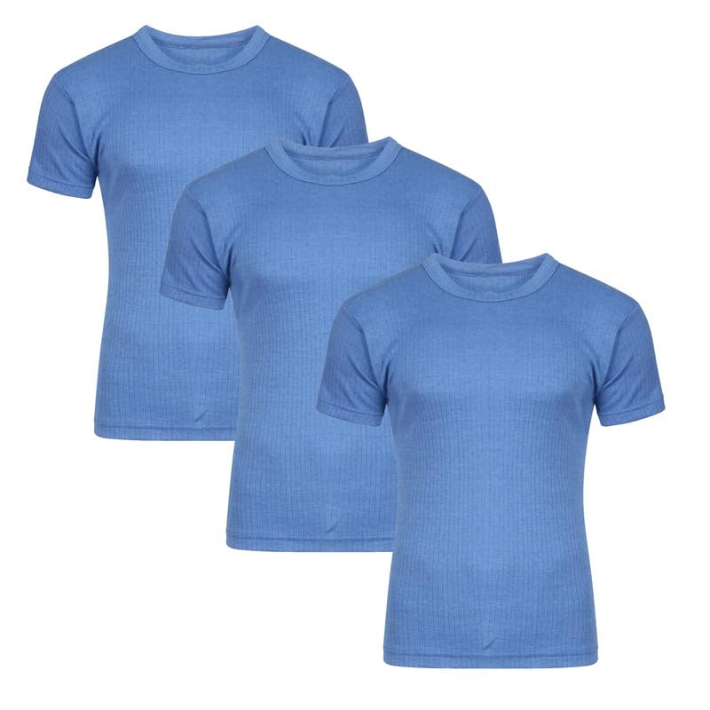 iTRONiK 3 Pack Short Sleeve Men Thermal T-Shirt Underwear Top Warm Winter Brushed Inside Base Layer Vest