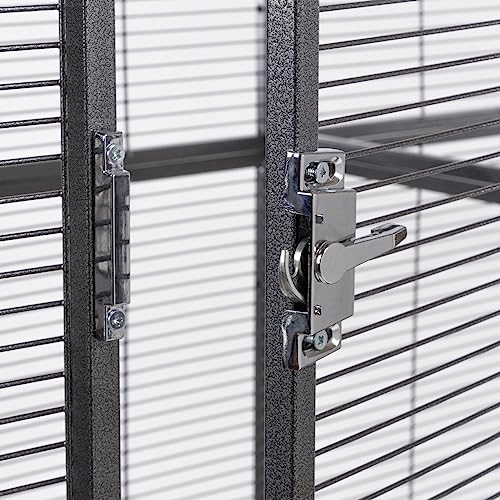 Montana Cages | Premium Voliere New Sydney I Vogelkäfig für Sittiche und kleine Papageien, inkl. 2 Näpfe, 4 Lenkrollen, AVILON Pulverbeschichtung, Antik Edition, ca. 90 x 70 x 180cm