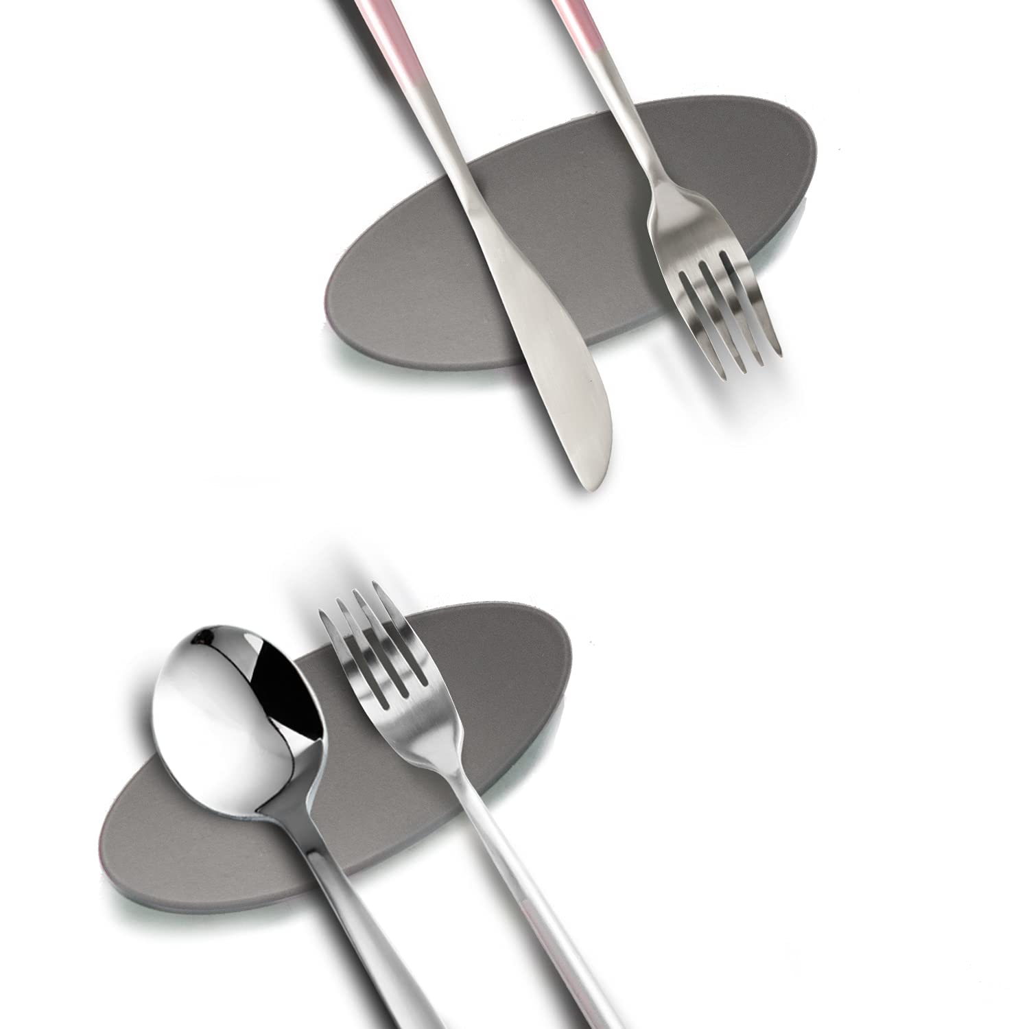 carrotezSmall Silicone Coffee Spoon Rest 2 pcs (0.2" x 1.6" x 3.74"), Spoon Holder Flexible Almond-Shaped for Next to Coffee Maker - Kitchen Utensil Rest, Cocoa Brown