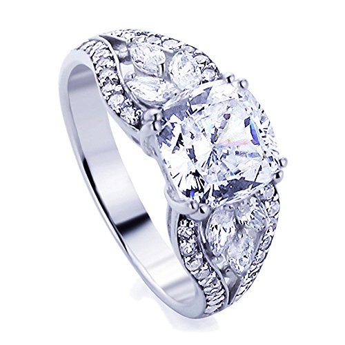 Sterling Silver 2.5Ct Cushion Cut Cz Double Prong Wedding Engagement Ring (Size 5 To 9) #TOP10