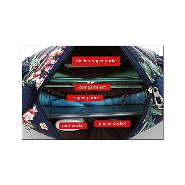 NOTAG Crossbody Bags for Women Nylon Shoulder Bag Floral Multi-Pocket Purses and Handbags (CH) - Image 4