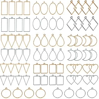80PCS Open Bezel for Resin Charms for Jewellery Making Resin Bezel Earring Pendants Frame Resin Pressed Flowers for Jewellery Making Necklace Pendant Earring Making Kit
