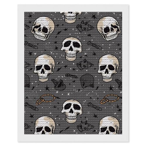 Peinture diamant adulte crâne foudre kit complet broderie strass rond loisir créatif