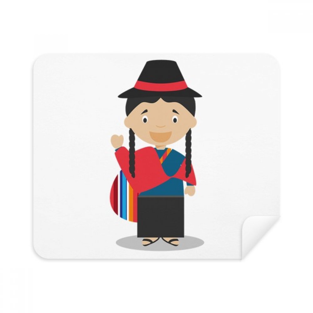 Red Blue Ecuador Cartoon Cleaning Cloth Screen Cleaner 2pcs Suede Fabric