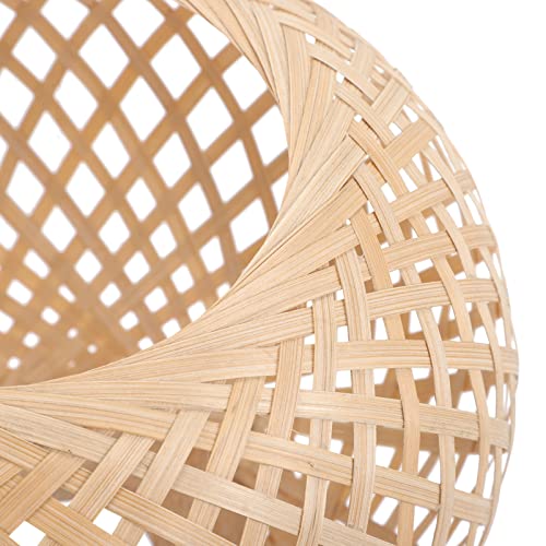 Image of Yardwe Rustic Woven Bamboo Lamp Shade Elegant Pendant Light Cover for Ceiling Lights Versatile Replacement Lampshade for Home Decor Softens Bright Light Easy to Install