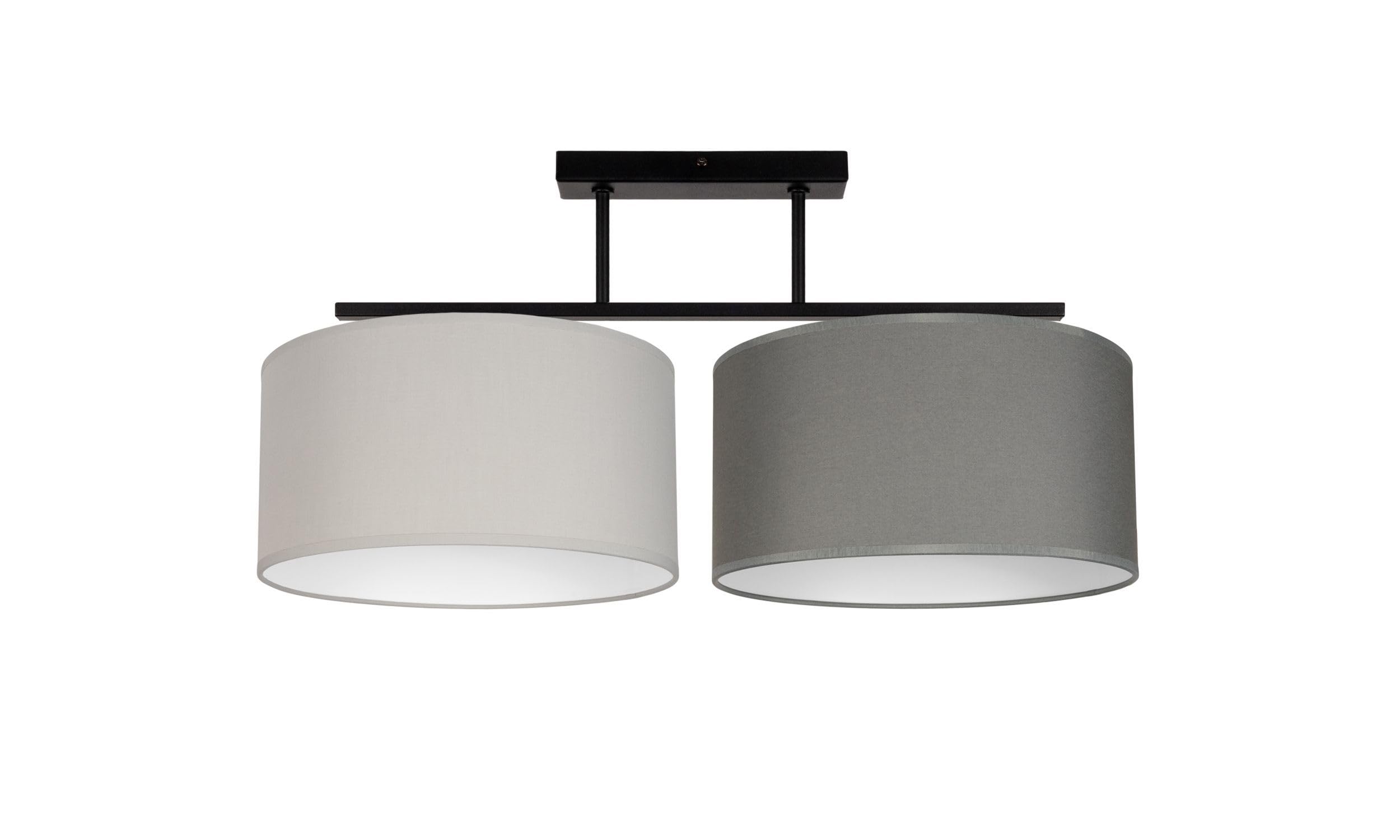 Licht-Erlebnisse Deckenlampe Stoffschirm Metall Grau Graphit Wohnzimmer Schlafzimmer Flur lang 70 cm E27 blendarm wohnlich gemütliche Deckenleuchte Esszimmer BIRNO