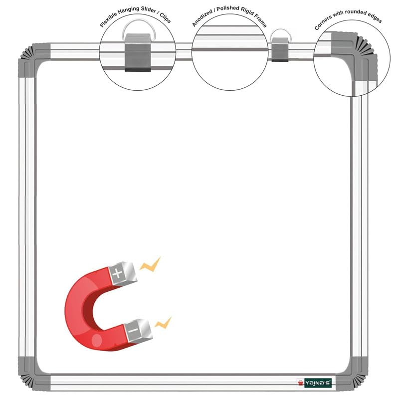 Image of Ceramic Steel (Magnetic) White Board for Kids, Home & Kitchen with Heavy-Duty Aluminium Frame, Scratch-Proof & Corrosion-Proof Surface Whiteboard, Size - 4x4 Feet