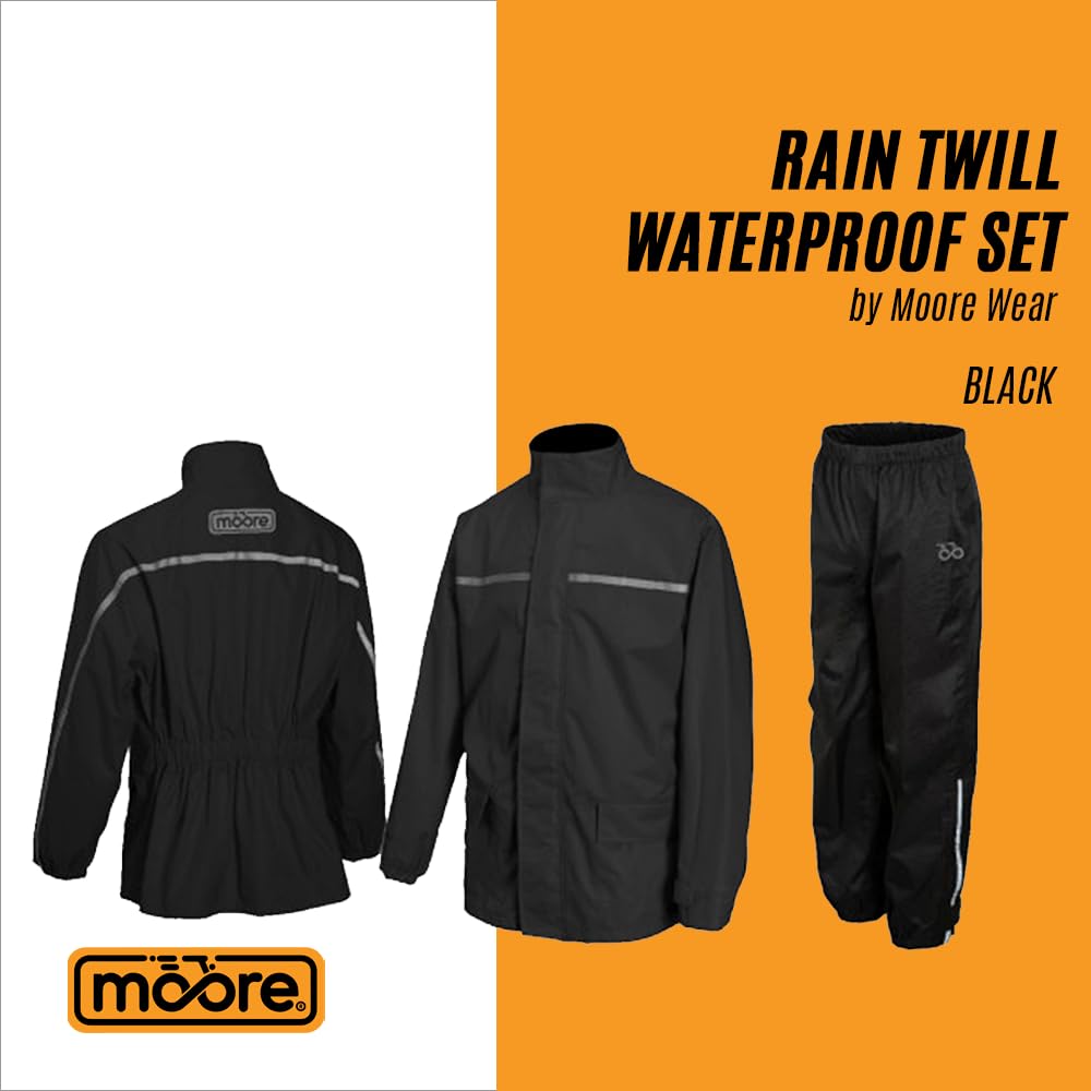 Moore I Traje de Lluvia Rain Twill Negro – Impermeable 20,000 mm, Costuras Termoselladas, Alta Visibilidad