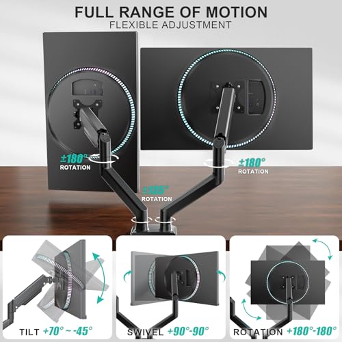 Image of WALI Dual Monitor Mount, Adjustable Gas Spring Desk Stand for 2 Monitors, Heavy Duty Arm up to 32 Inch Screen, Hold up to MAX 22lbs, Max Mounting Holes 100x100mm (GSMP002N), Black