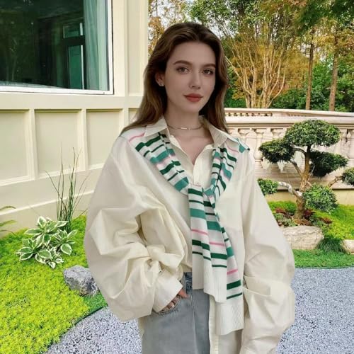 Image of WaJuemy Sweater Shawl Wraps for Women Sweater Knitted Knotted Shawls Travel Casual Scarf Cape Shoulder Tops Fashion Wrap