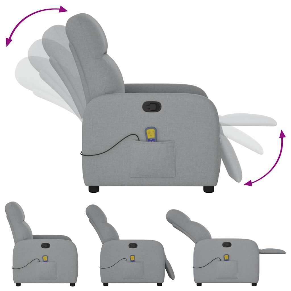 Lumanois Poltrona Massaggiante Reclinabile Grigio Chiaro in Tessuto, Mobili,Sedie,Poltrone, 19.9kg-4015532