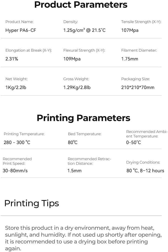 Creality Hyper PA6-CF filament 1,75 mm do drukarki 3D, włókno węglowe, 1 kg, fioletowy Hyper PA6-CF Black