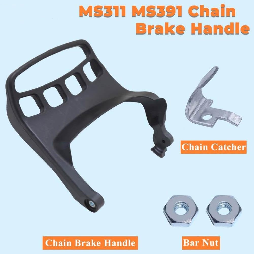 Mango de freno de cadena Compatible con MS311 MS391 MS311C MS391C, protector de mano para motosierra, tuercas de barra 1140 792 9101 C 0000-656-7700