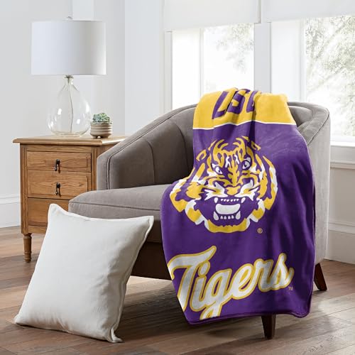 LSU Tigers 46 x 60 NCAA Officially Licensed Throw Blanket Super Soft Lightweight Fleece Blanket for Game Day Dorms Couch Travel & Tailgating Comfort