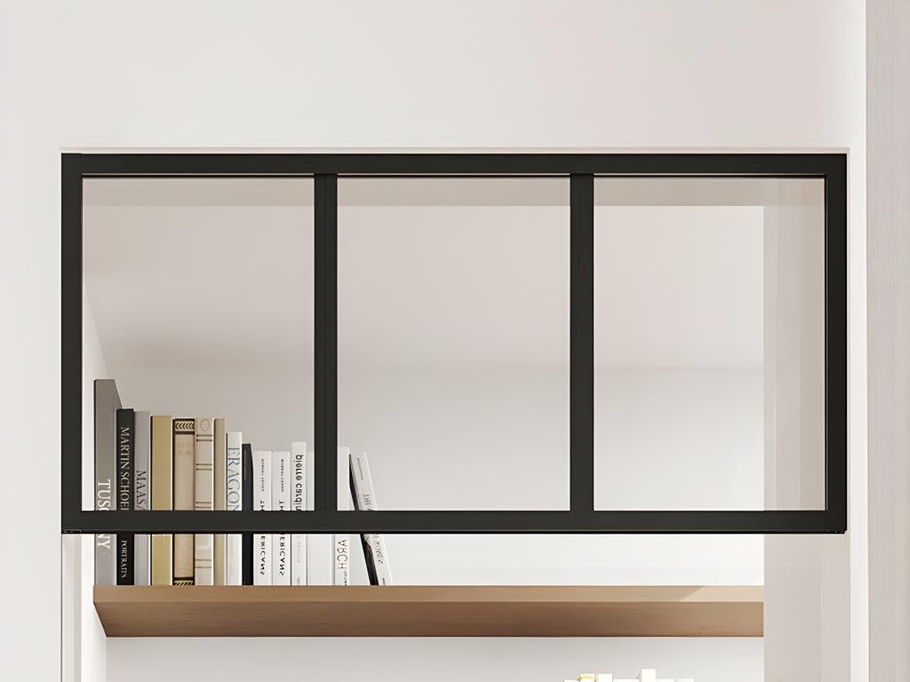 Vente-unique - Imposte Atelier en Aluminium thermolaqué - L83 x H40 cm - Noir - Bayview