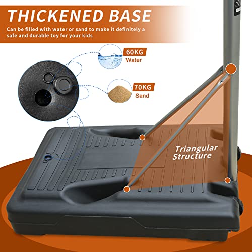 Rakon Portable Pool Basketball Hoop & Goal Basketball System Stand Height Adjustable 3.9Ft -6.4Ft With 37In Backboard & Wheels For Youth Kids Outdoor Indoor Pool Basketball Goal Game Play #TOP4