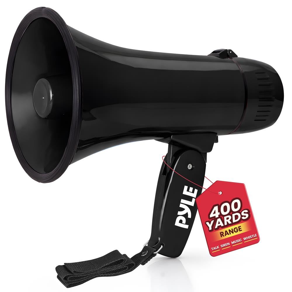 Pyle Pyle - Megafono Sirena Bullhorn Altoparlante, Portatile e Leggero Automatico Bullhorn per Interni ed Esterni (Blu Trasparente) Unisex Adulto
