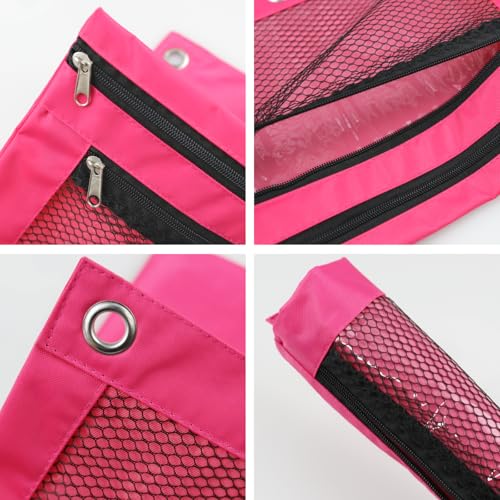 Image of Pencil Pouch for 3 Ring Binder, Heavy Duty Canvas Dual Zipper Pen Bag with Clear Window, Smooth Metal Zipper, Fit Standard 3-Ring Binders for School Office Travel Supplies