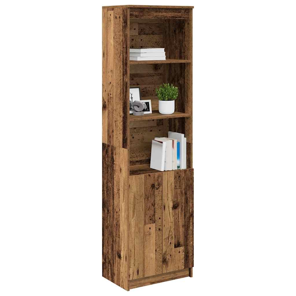 Armario alto de madera envejecida de 50 x 35 x 180 cm, armario alto de madera con puerta y 5 estantes, armario estrecho para baño, cocina, salón, pasillo y oficina