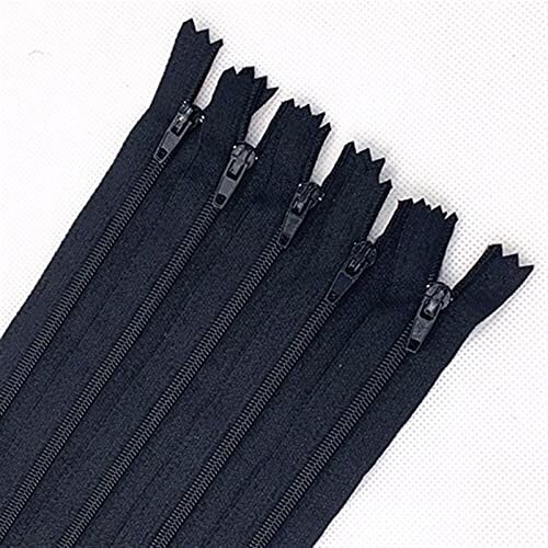 Lfang-Cremalleras 3# 10pcs 10 / 60cm (4 pulgadas / 24 pulgadas) Negro cerrado Nylon bobina cremalleras a medida Artesanía de alcantarillado (20 colores), Duradero en uso(40cm)
