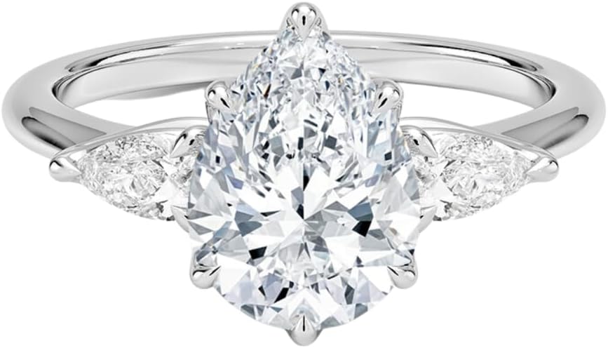 1-5 CT Moissanite Engagement Ring For Women Colorless VVS1 10K 14K 18K Solid Gold & 925 Sterling Silver Three Stone moissanite ring Christmas Gift For Women