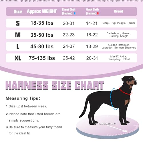 Image of Auroth Tactical Dog Harness for Small Medium Large Dogs No Pull Adjustable Pet Harness Reflective K9 Working Training Easy Control Pet Vest Military Service Dog Harnesses (M, Purple Camo)