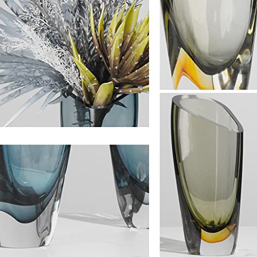 Vase en verre bleu 22cm pour sublimer une table de salon moderne - 6