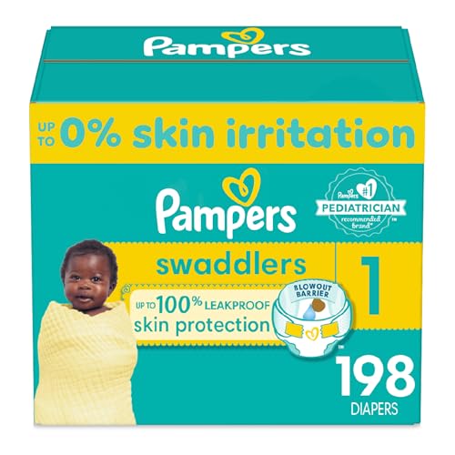 Image of Pampers Swaddlers Diapers - Size 1, One Month Supply (198 Count), Ultra Soft Disposable Baby Diapers