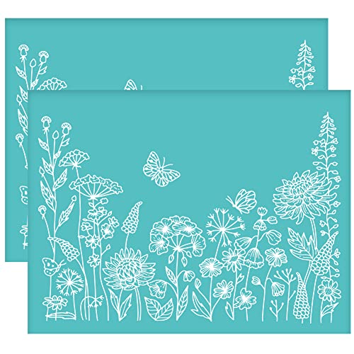 OLYCRAFT 2Pcs 11x8.6 Inch Self-Adhesive Silk Screen Printing Stencil Plants Pattern Mesh Transfers Stencil Flower Butterfly Silk Screen Stencils for Painting on Wood DIY T-Shirt Fabric