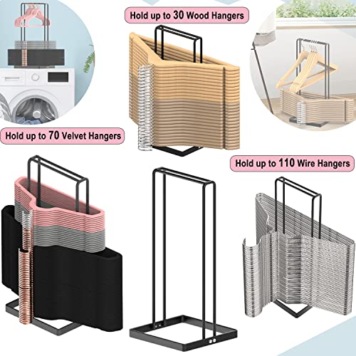 Hanger Organizer Hangers Storage, Hanger Rack Holder for 80 Velvet Hangers Plastic Hangers Wire Hangers Wood Hangers Closet Space Saving, Sturdy Clothes Hanger Stacker (Black) - Image 5