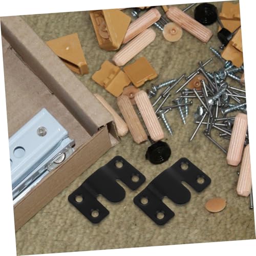 Image of SEWACC Interlocking Flush Mount Bracket Stainless Steel Photo Frame Buckle Heavy Duty Picture Hangers Wall Support Buckle Black Mounting Hooks