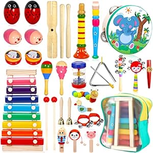 Purpledi 33 Pcs Juguetes Instrumentos Musicales, Infantiles Juguetes de Instrumentos de Percusión Educativos, Educativo Musical de Bebé, Juguete y Regalos para Niños de Navidad y Cumpleaños etc