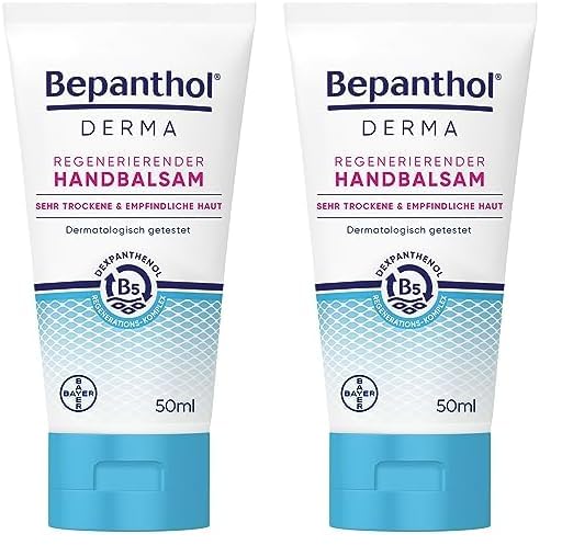 Bepanthol DERMA Regenerierender Handbalsam für die tägliche Pflege, beruhigt sofort juckende, trockene Hände, zieht schnell ein und spendet bis zu 48h Feuchtigkeit. Mit B5-Regenerations-Komplex, 50ml