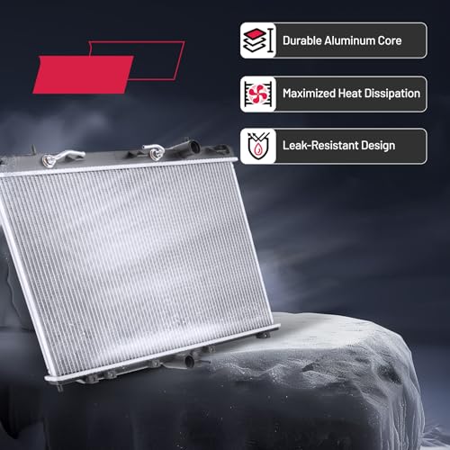 Image of BDFHYK 2617 Aluminum Radiator for Mitsubishi Outlander 2003-2006, CU2617 DPI 2617, 1-Row 16mm Core, Direct Fit Replacement, OE 1350A176 MI3010198 MN180842 MR968434 MR993927 MZ690925