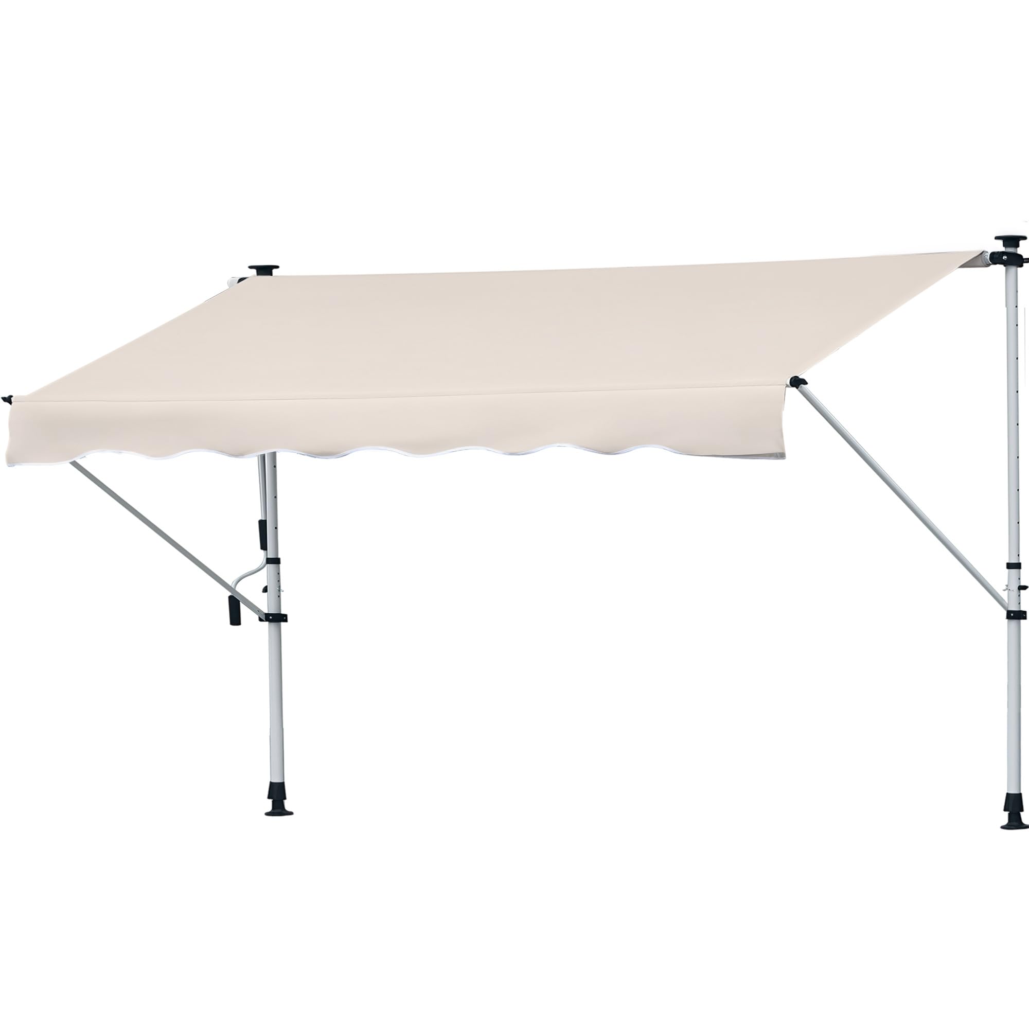 Outsunny Tenda da Sole 4x1.2 m con Braccio Avvolgibile, Tenda Parasole da Esterno a Manovella in Alluminio e Tessuto Poliestere 180g/​㎡, per Giardino, Balcone e Terrazza, Cachi
