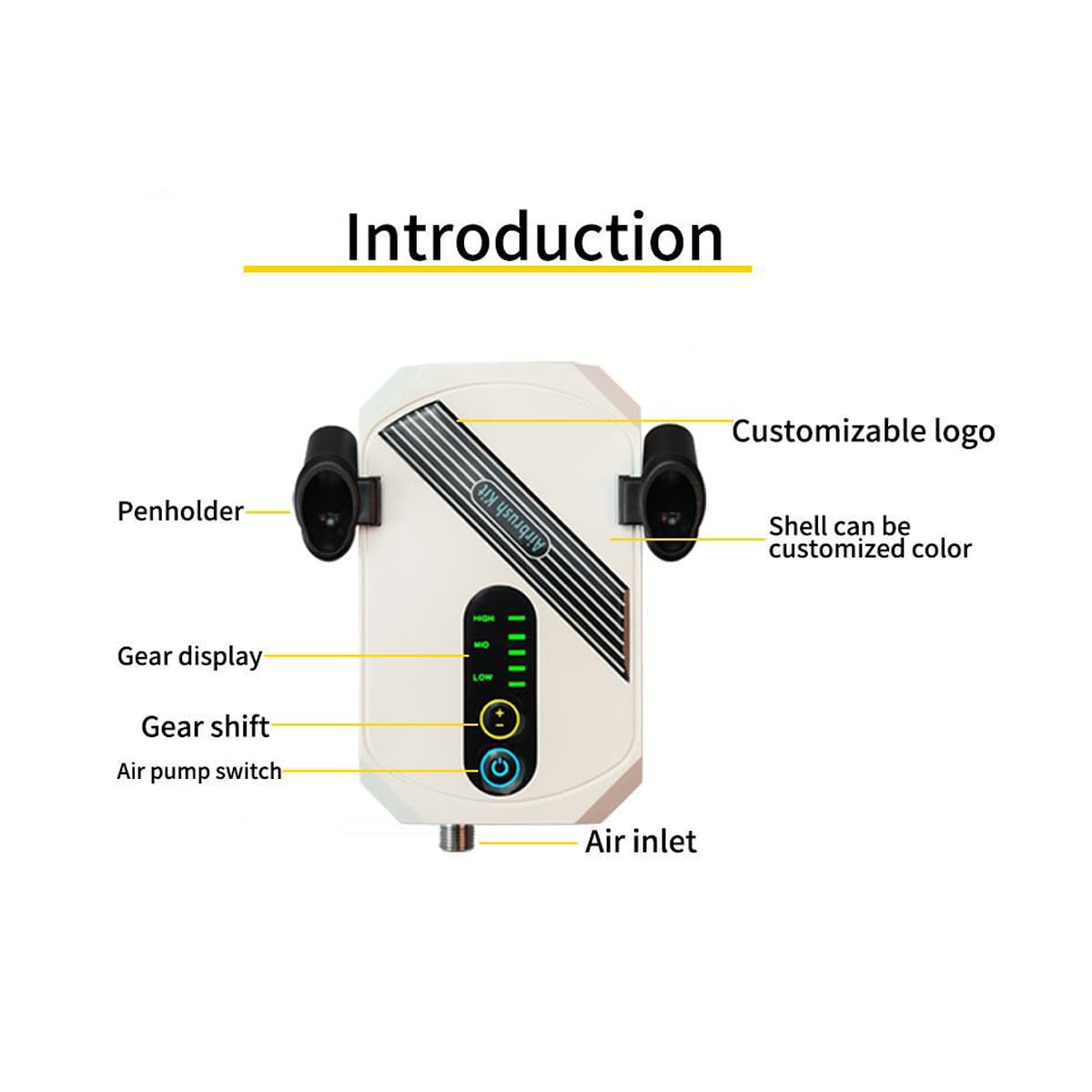 Kit compresseur aérographe 25-30 PSI avec buses de 0,2 mm et 0,5 mm, tuyau tressé, séparateur huile-eau et outils de nettoyage, pistolet de pulvérisation, peinture tatouage, ongles DIY
