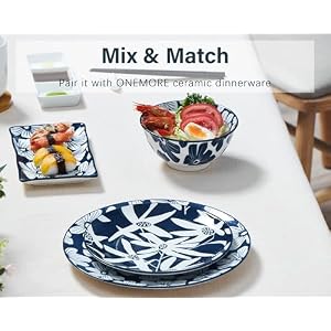 ONEMORE Dinner Plates Set of 4, 10.5 Inch Porcelain Plates, Blue Salad Dessert Plates, Microwave & Dishwasher Safe Scratch Resistant Large Serving Dish Plates ONEMORE Dinner Plates Set of 4 105 Inch Porcelain Plates Blue Salad Dessert Plates Microwave Dishwasher Safe Scratch Resistant Large Serving Dish Plates