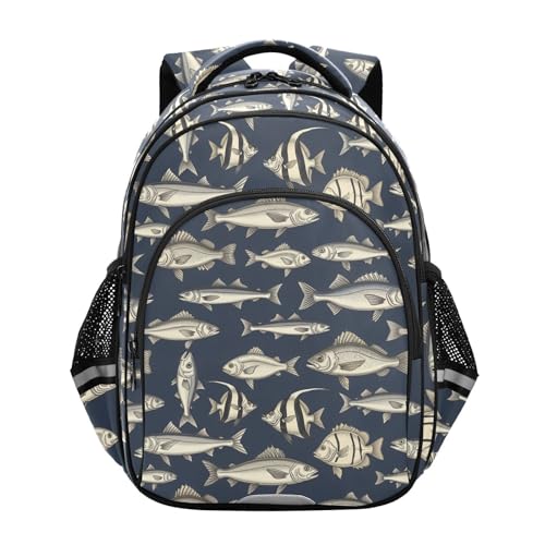 Emelivor Various Fish Blue Kids Backpack School Backpacks Toddler Backpack Bookbag Book Bag for Girls,S