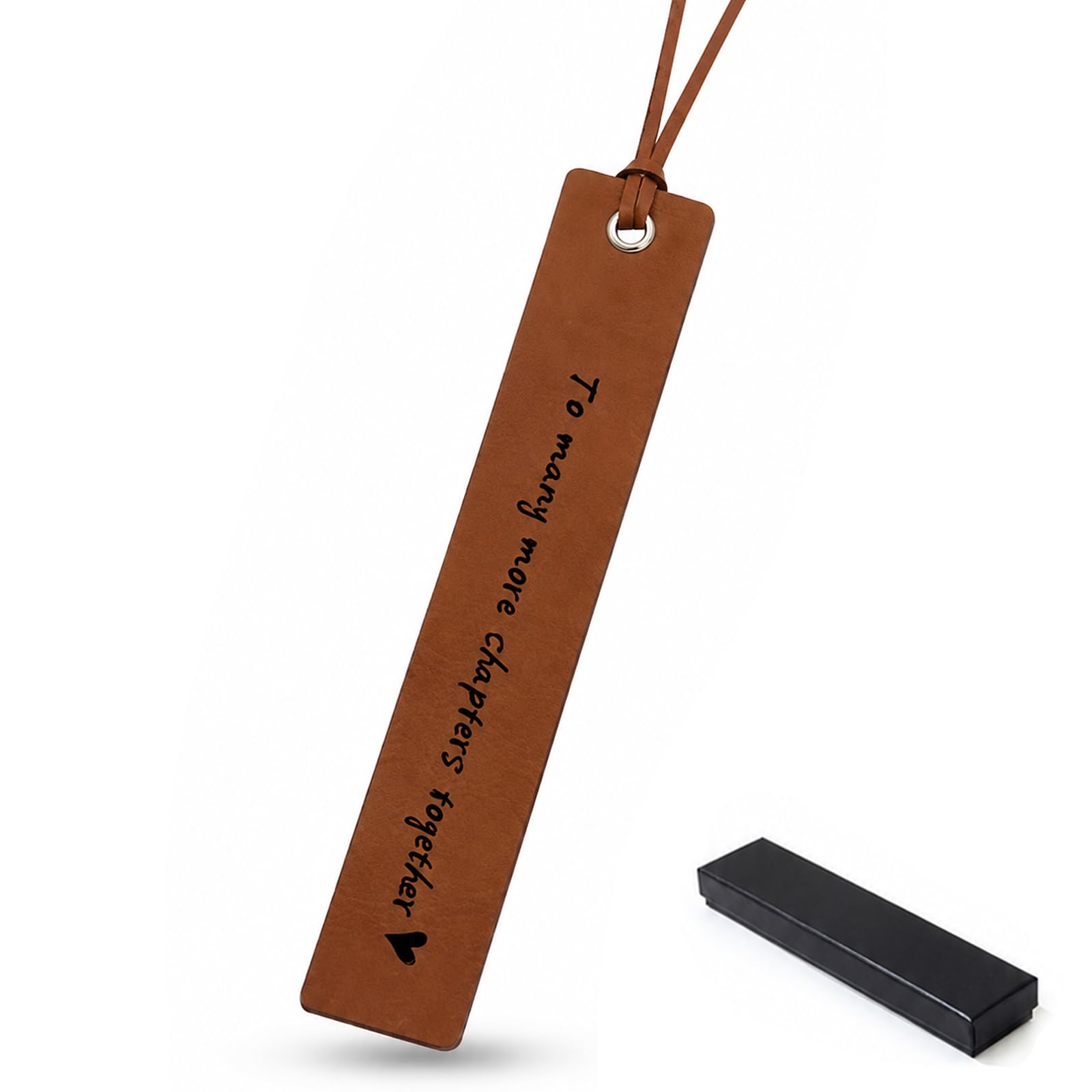 PU Leather Bookmark, Personalised 'to Many More Chapters Together', Reading Accessory Keepsake, Anniversary Engagement Gift for Bookworms Her Wife Girlfriend Fiancee