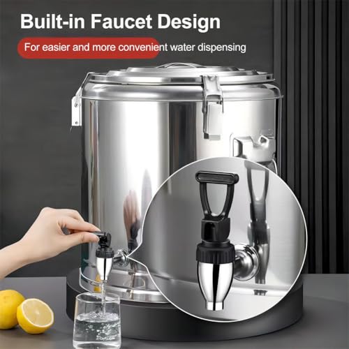 Dispensador térmico de bebidas, recipiente aislado para bebidas, acero inoxidable 304, grifo para agua fría y caliente, capacidad de 40 litros, ideal para catering, té, café, sopa