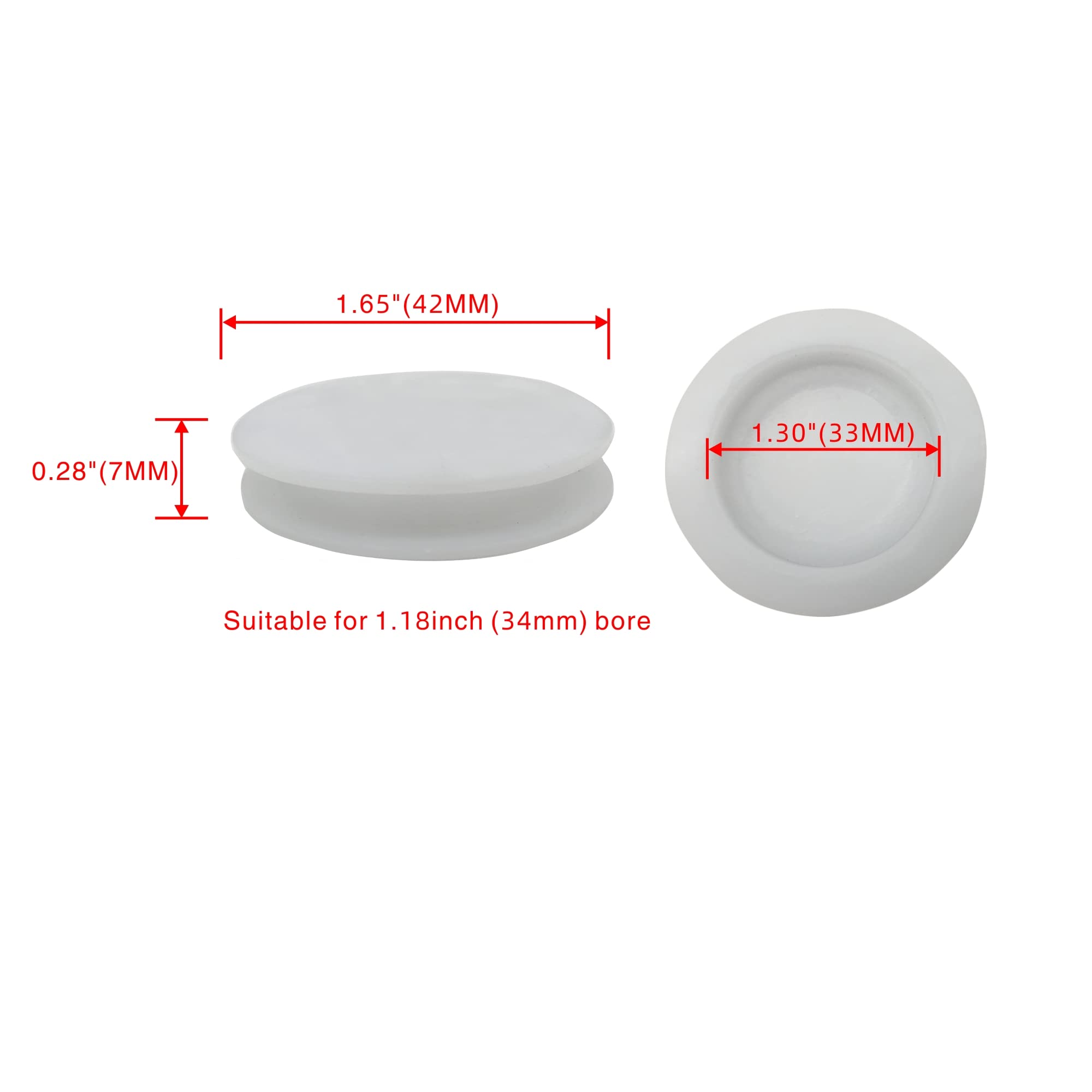 White Piggy Bank Plug - Replacement Bottom Cover, Plastic Round Plug (OD:42mm ID:33mm)