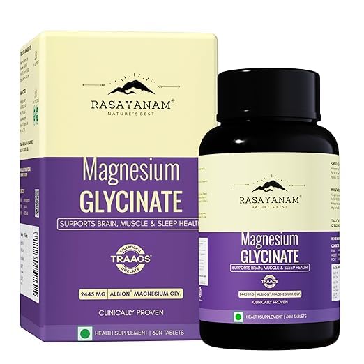 Evorina Rasayanam Chelated Magnesium Glycinate (2445 mg) - 60 Tablets | 440 mg Elemental Magnesium | High Absorption Magnesium Supplement | Supports Sleep, Relaxation & Muscle Recovery | Patented TRAACS® | High Strength Herbal Supplement | Clean Label Ayurvedic Wellness-image-30
