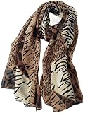 LEBOOBELL Women's Leopard Print Scarves Lady Lightweight Scarf Soft Sunscreen Shawls Vintage Wrap Shawl Tiger Stripe Brown