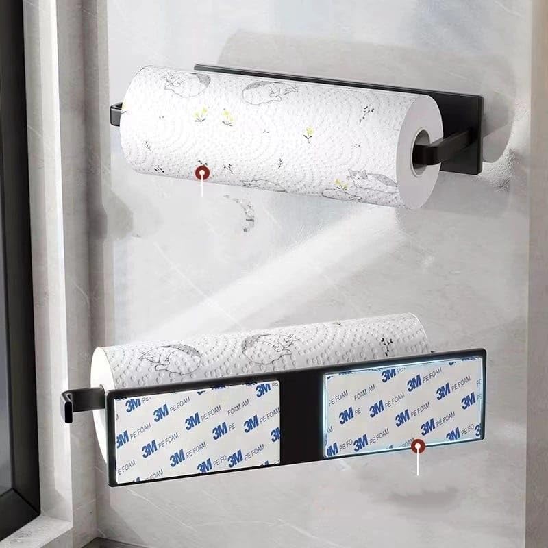 BARHARY Toilet Paper Holder, Self Adhesive Tissue Holder Stainless Steel Rustproof Paper Roll Holder, No Drilling, Toilet Paper Rack Suitable for Office, Bathroom (Matte Black). 2