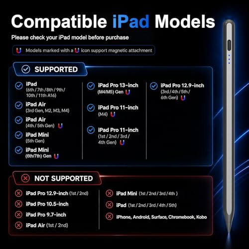 Image of HATOKU Stylus Pen for Apple iPad 2018-2026 for Note-Taking Drawing Black | 15Min Fast Charge iPad Pencil with High Precision, Tilt Sensitivity, Palm Rejection on iPad 6-11 /Air /Pro /Mini, No Pairing
