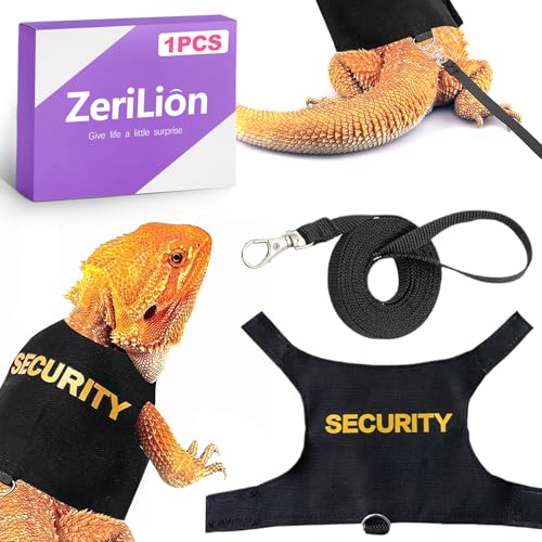 ZeriLion Bearded Dragon Harness & Leash Kit, Escape-Proof Adjustable Lizard Lead for Walking, Fun Costume Accessory