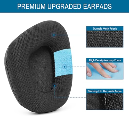 Cojines de malla para Turtle Beach Stealth 600 Gen2/600 Gen3/500 XB - Negro | Almohadillas de reemplazo con espuma para aislamiento de ruido miniatura 3